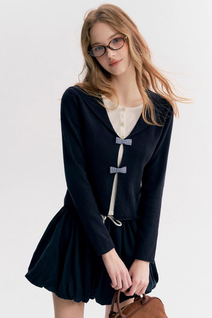 Contrasting Pleated Puffy Skirt