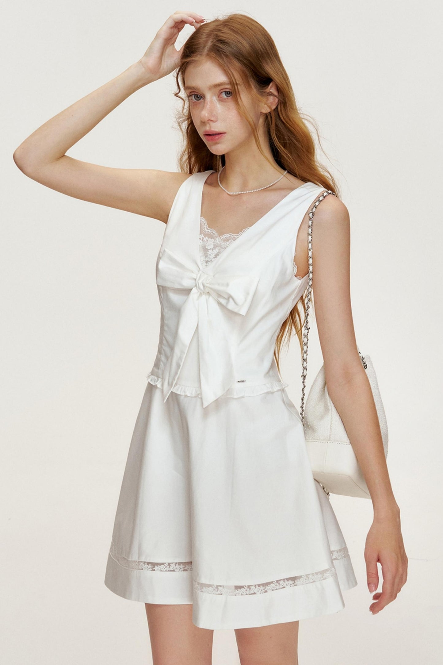 Romantic V-Neck Tencel Dress With Base Top Set-Up