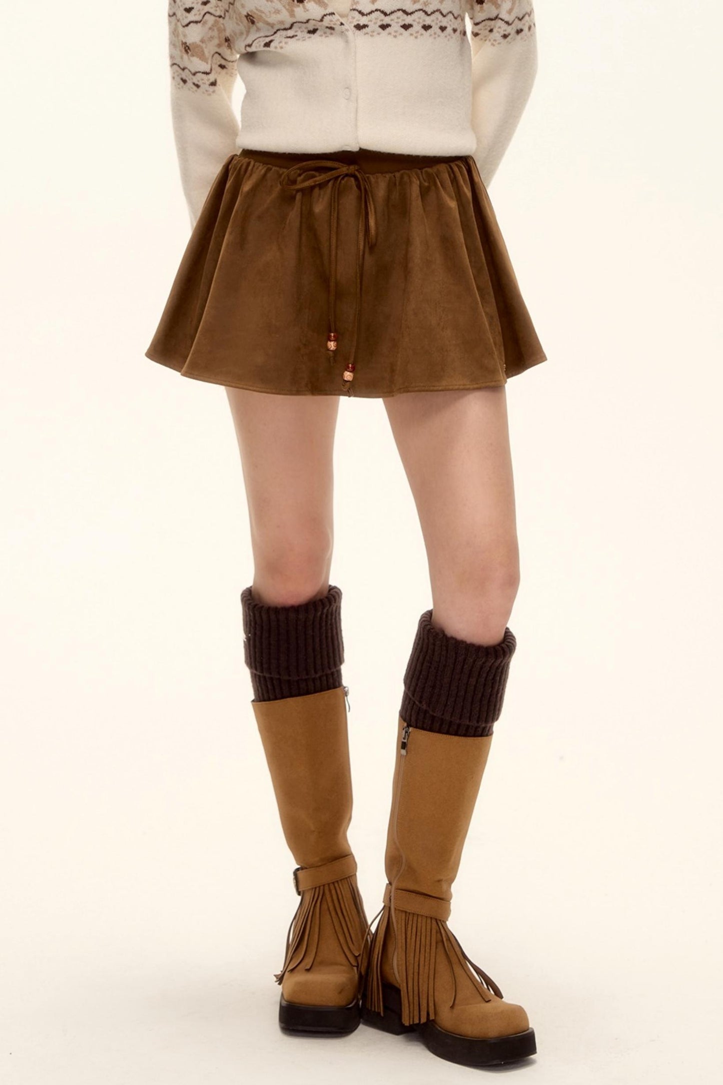 Beaded Suede Puffy Skirt