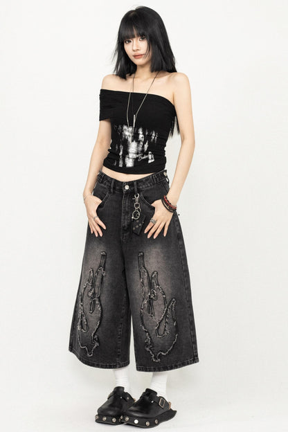 Denim Wide-Leg Trousers