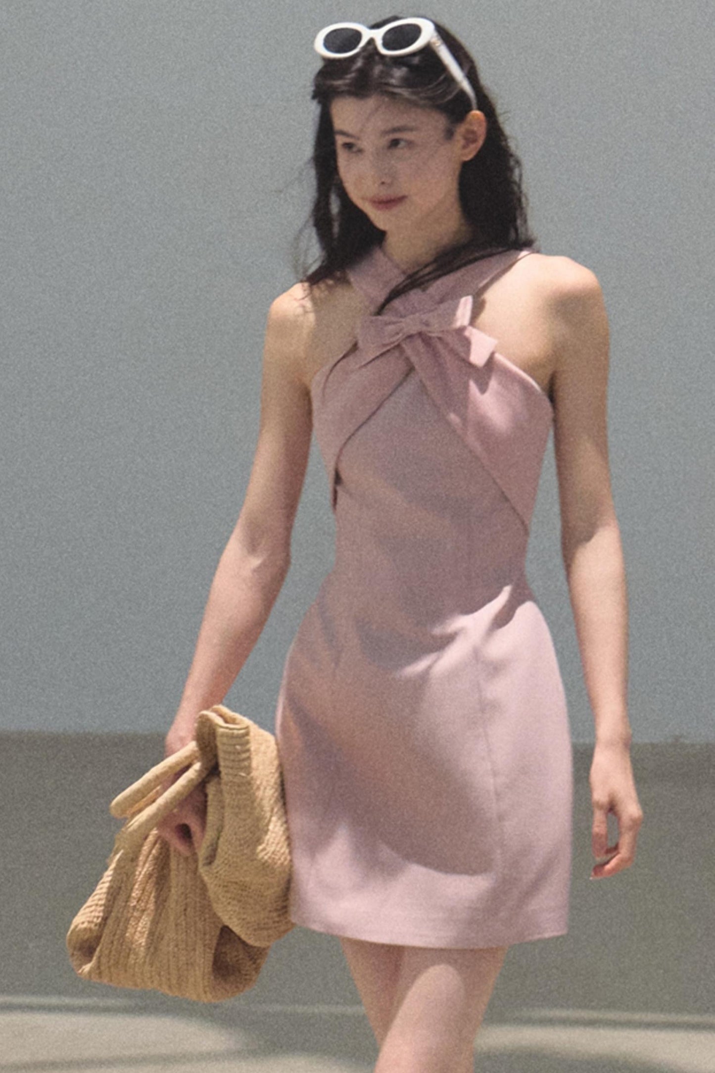 Cherry Melon Sleeveless Halterneck A-Line Dress