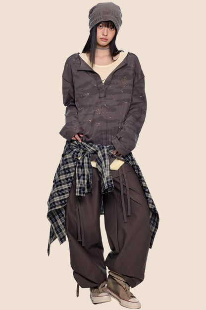 Blouse V-Cou Retro Camouflage