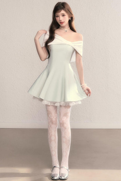 Gently Twisted French A-Line Puffy Dress