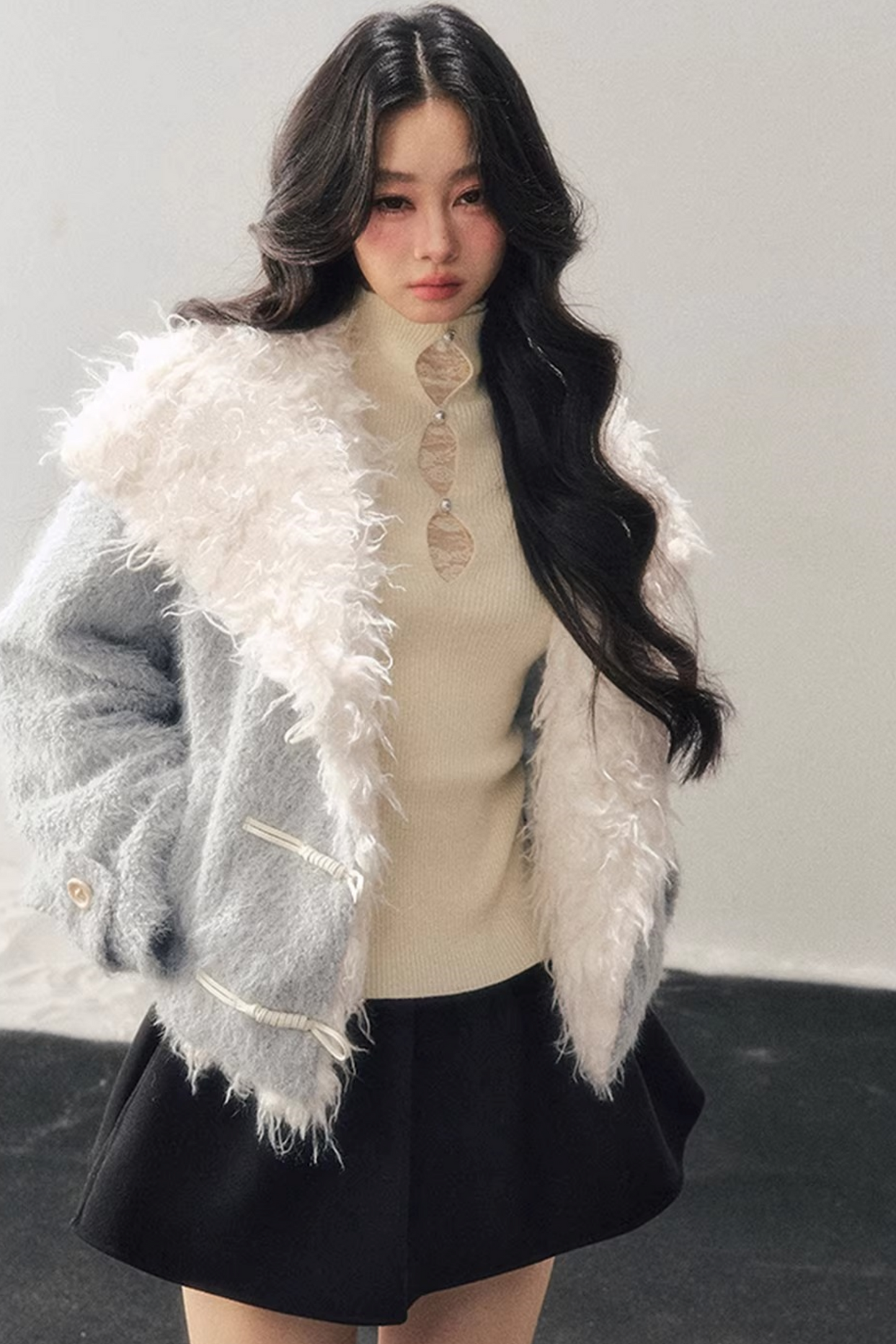 Quilted Faux Lamb Wool Jacket