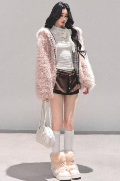 Lamb Wool Hooded Jacket