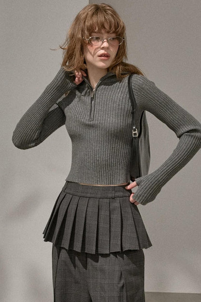 Stand-Up Collar Bottom Sweater