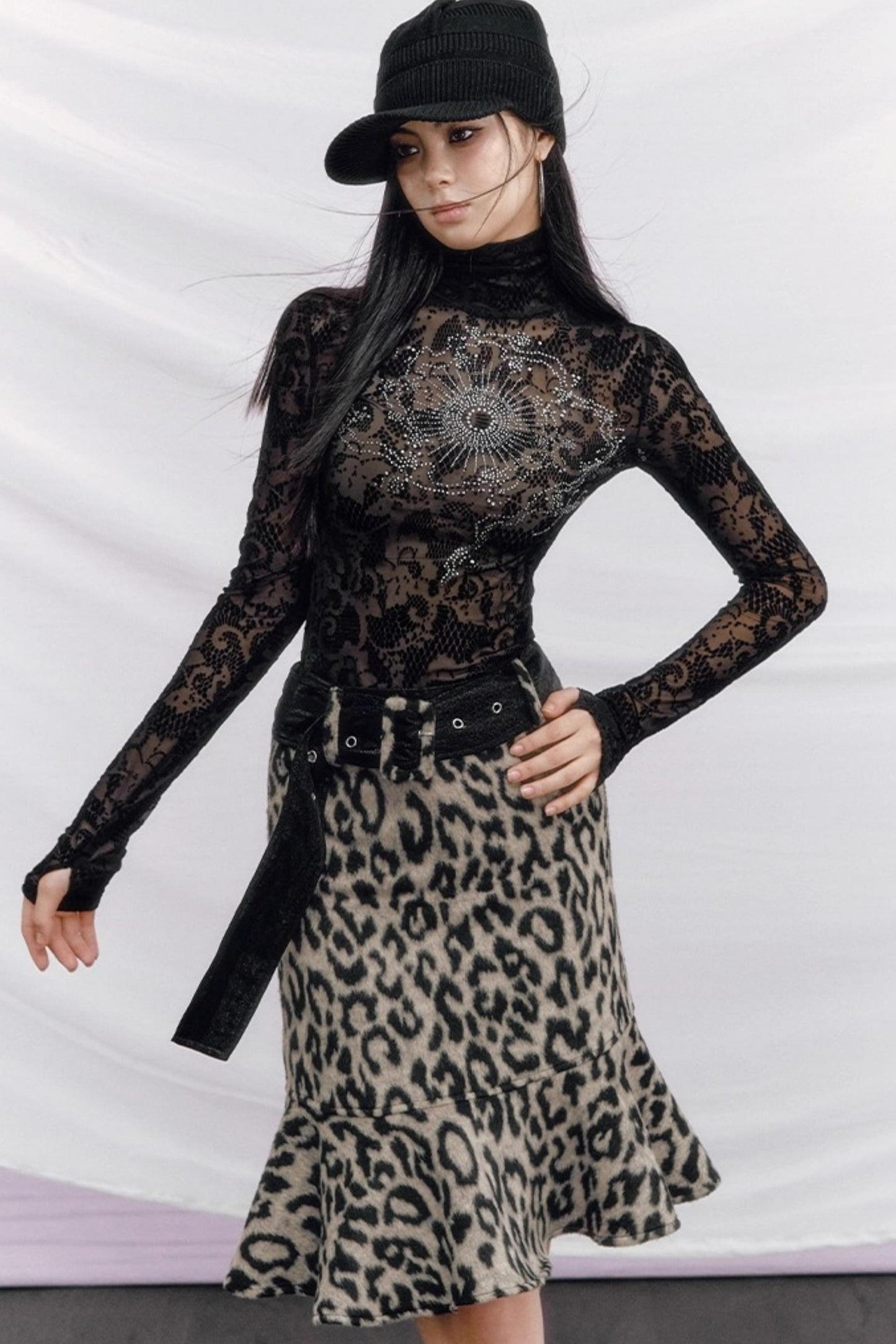 Leopard Wool Patchwork Skirt