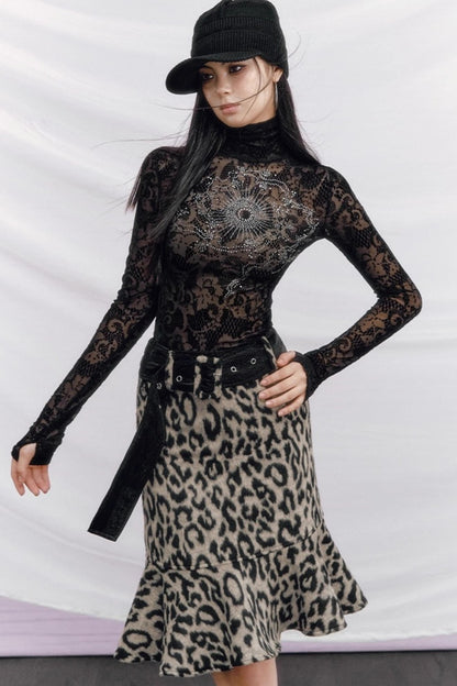 Leopard Wool Patchwork Skirt