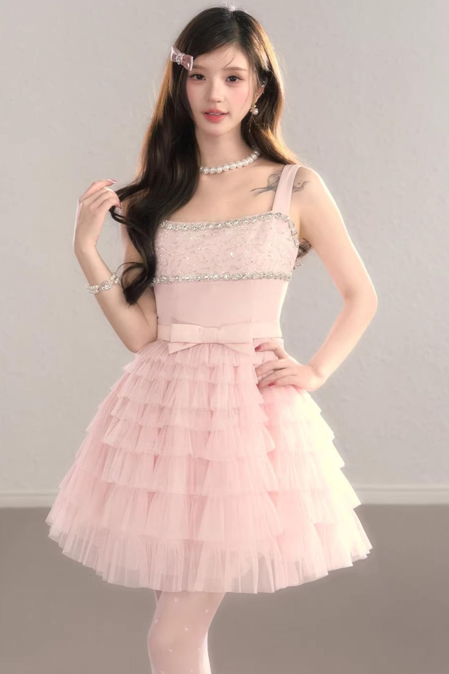 Robe en Dentelle Rose Rêvée
