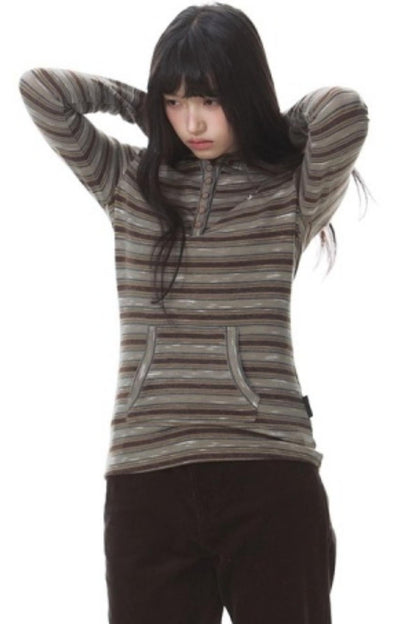 Striped Slimming Stretch Hoodie