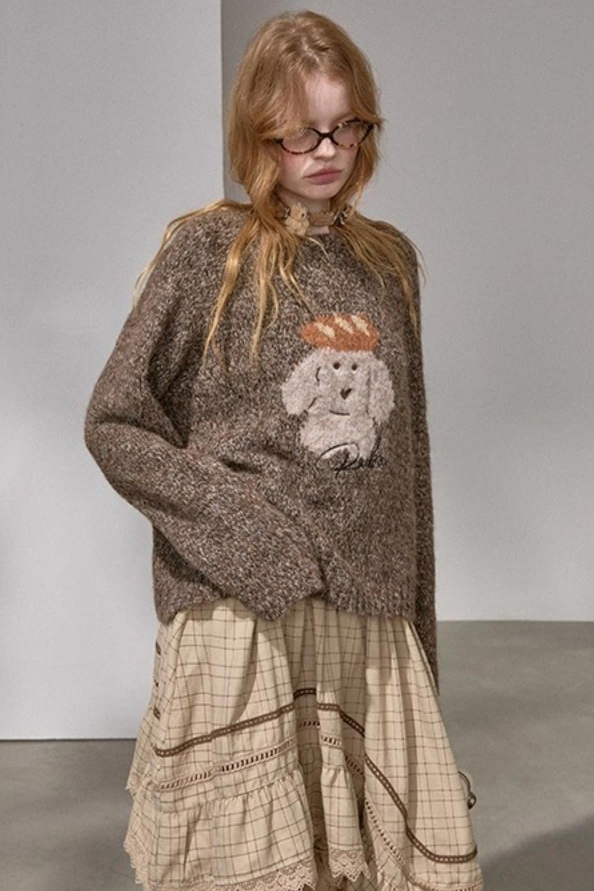 Bread Dog Round Neck Sweater