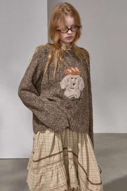 Bread Dog Round Neck Sweater