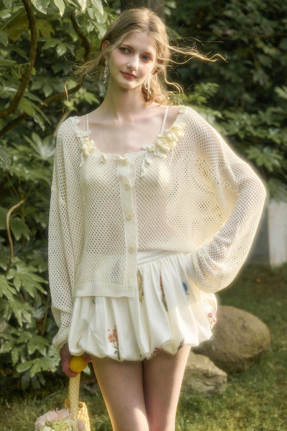 Galaxy Ice Silk Hollow Cardigan