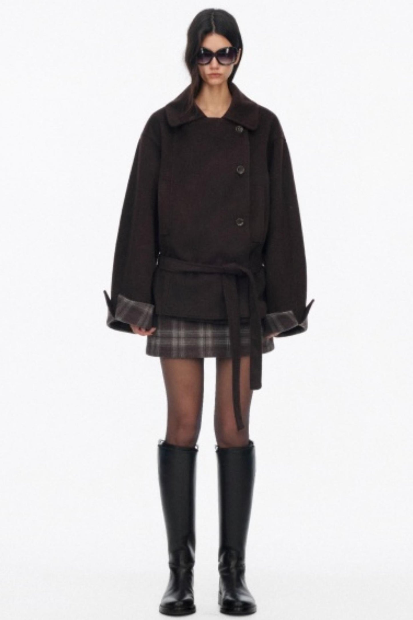 Asymmetrical Wool Coat Skirt Set-Up