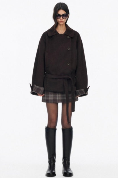 Asymmetrical Wool Coat Skirt Set-Up