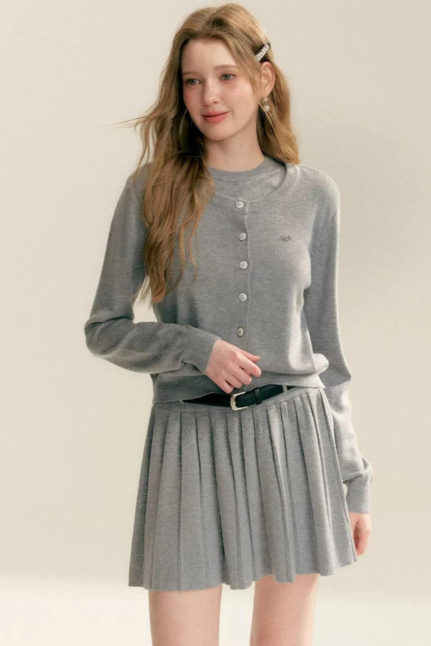 Knitted Preppy Three-Piece Set