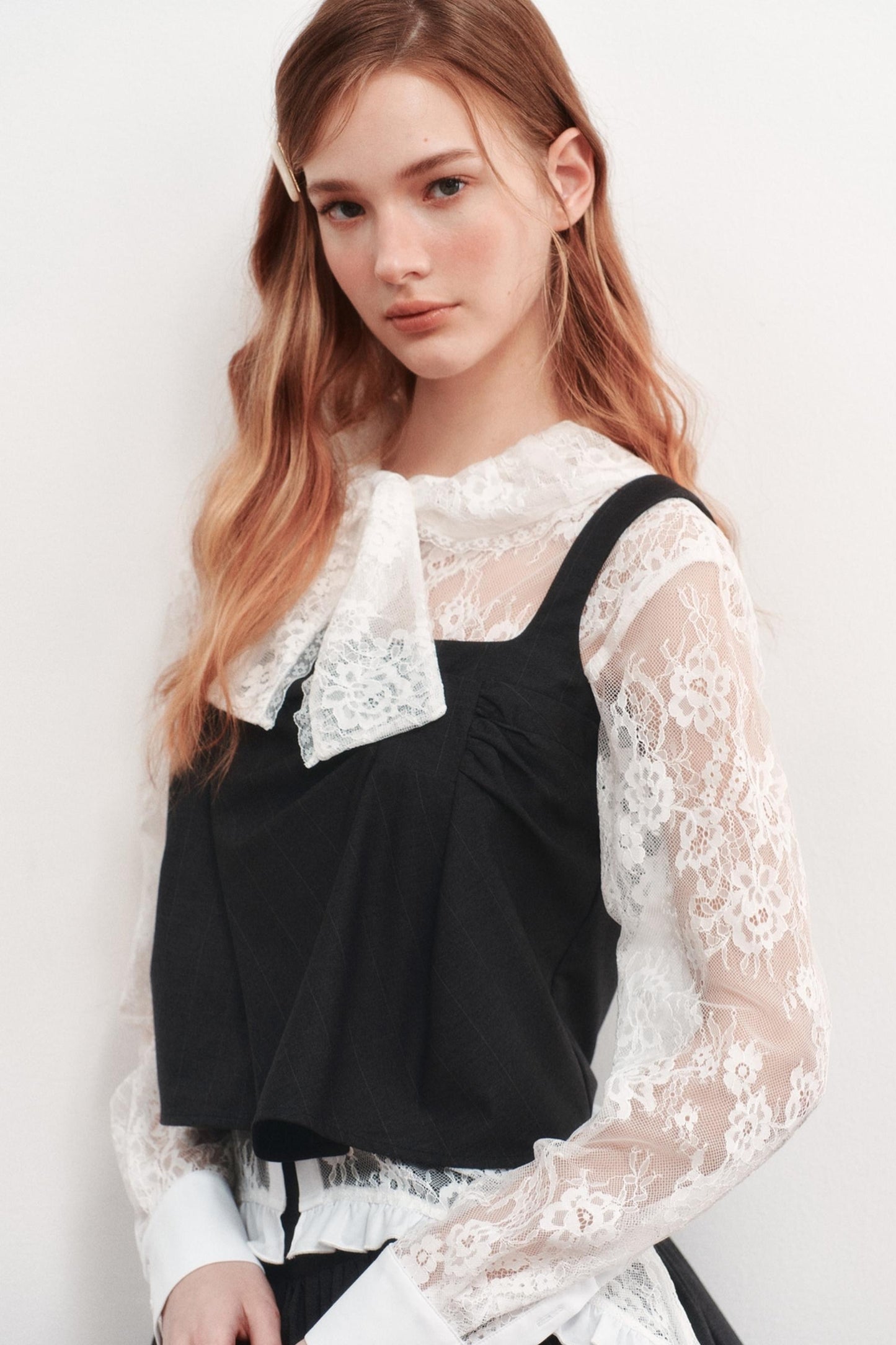 Pleated Sleeveless Black Top