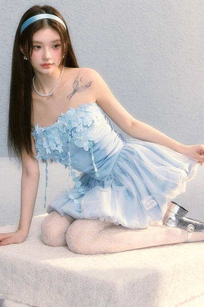 Embroidered Roses Two-Piece Skirt Set-Up