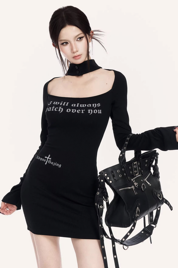 Halter Neck Printed Bodycon Dress