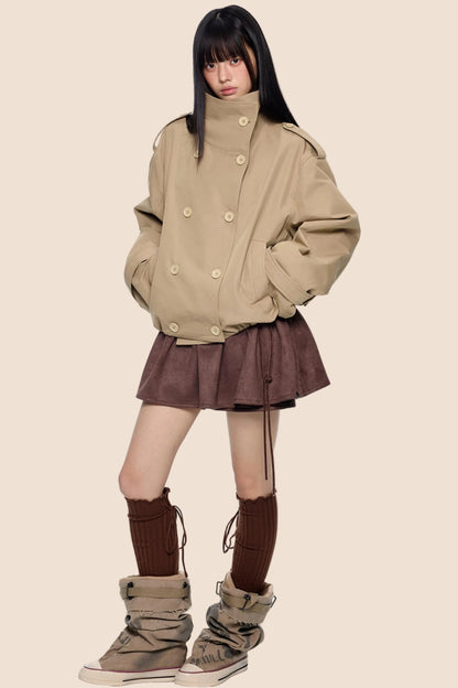 Double-Breasted Retro Trench Coat