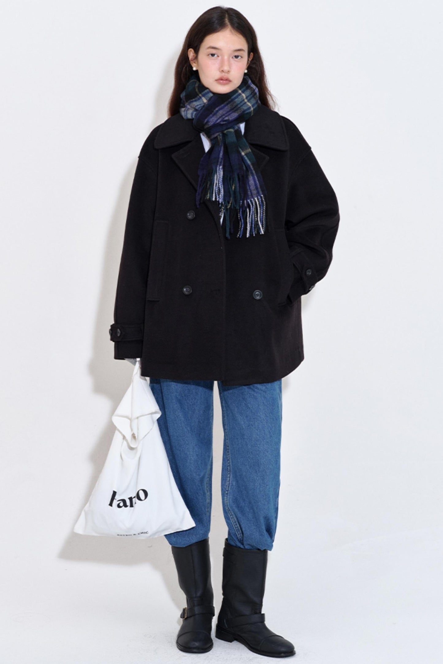 Minimalist Double-Breasted Woolen Coat