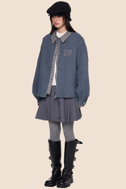 Autumn Embroidered Plaid Jacket