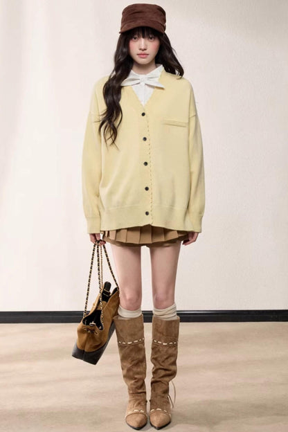 V-Neck Knitted Cardigan