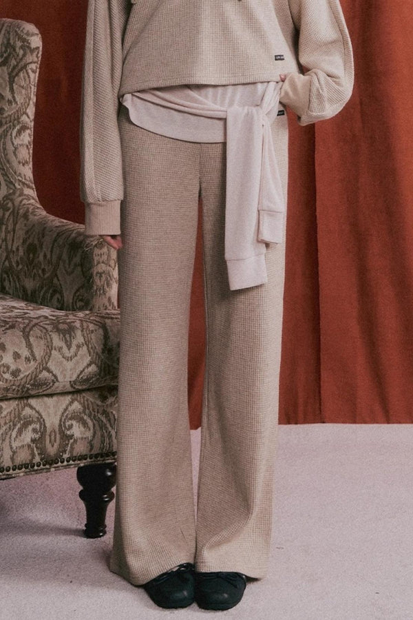 Waffle Knit V-Neck Sweater Set-Up