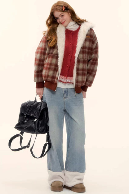 Reversible Plaid Plush Coat