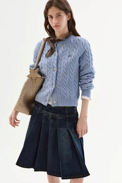 Speckled Cable Knit Cardigan