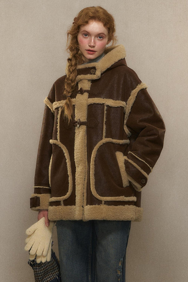 Horn Button lambswool Hooded Jacket main image 1