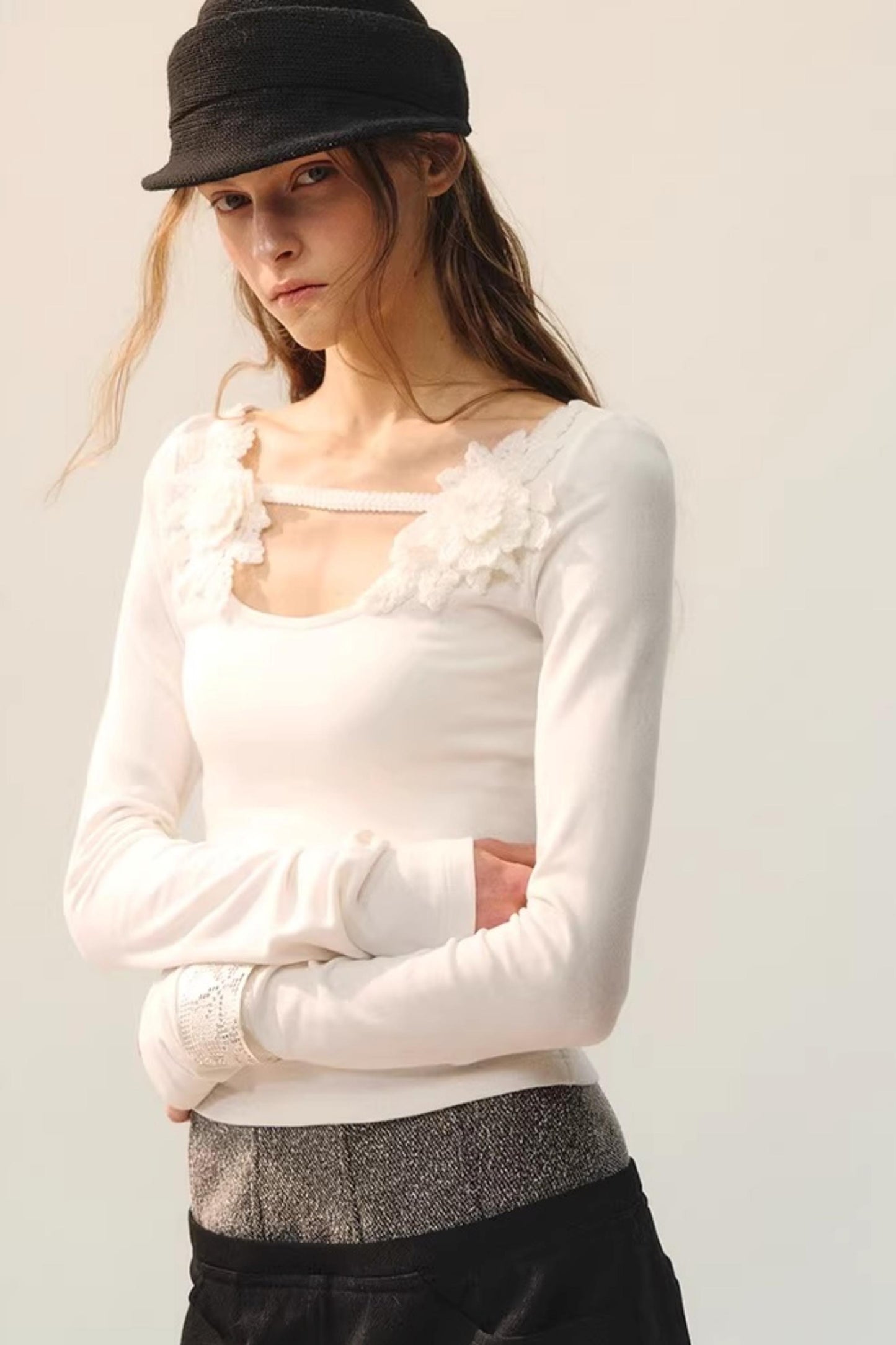 Elegant Floral Ribbon Blouse