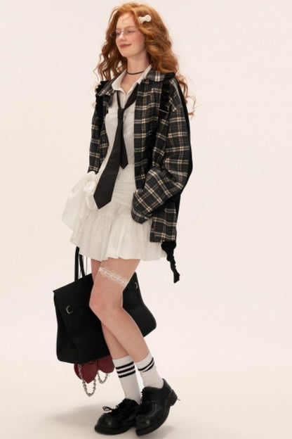 Vintage Patchwork Casual Plaid Shirt