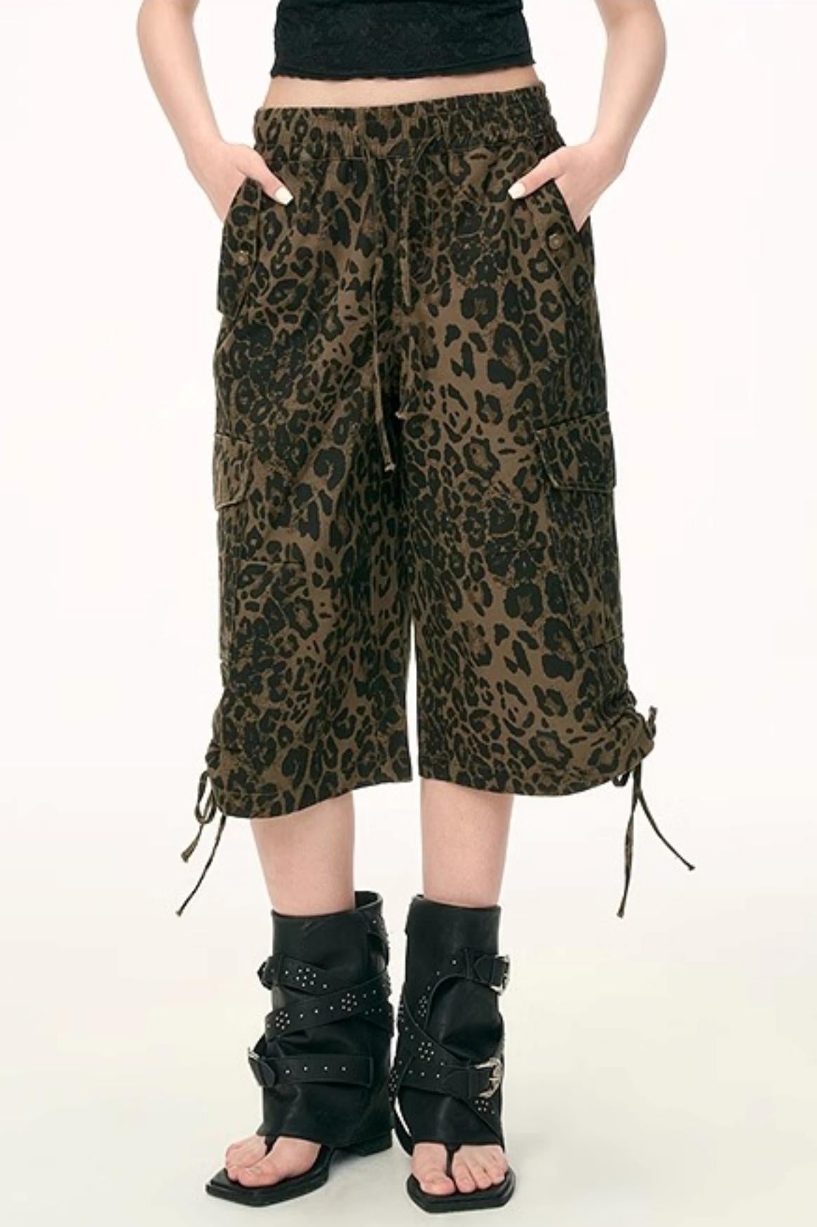 Casual Leopard Drawstring Trousers