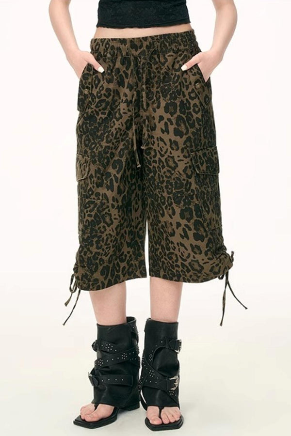 Casual Leopard Drawstring Trousers