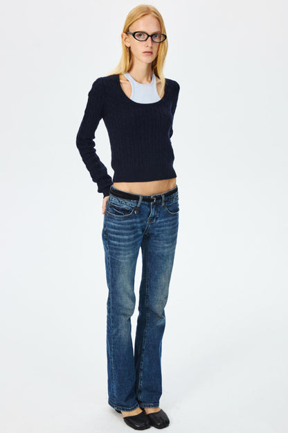 Wool Cropped Slim Fit Top