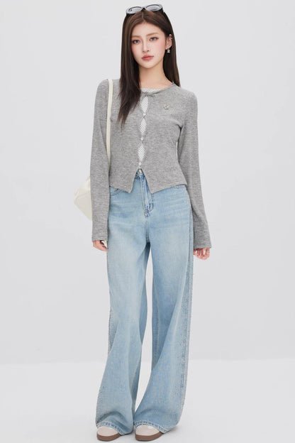 Hollow-Out Polka Dot Blouse Set-Up
