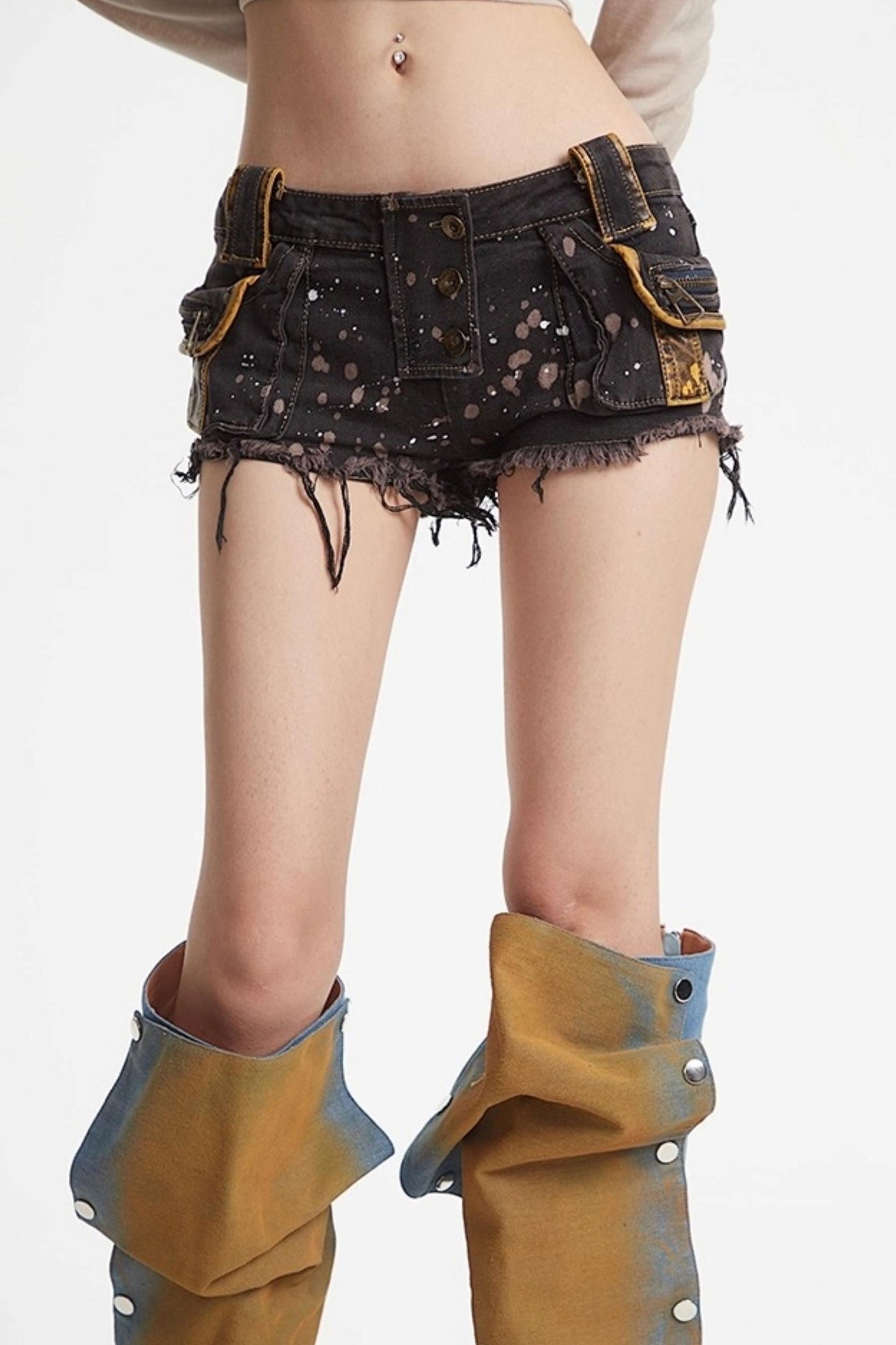 Patchwork Denim Shorts