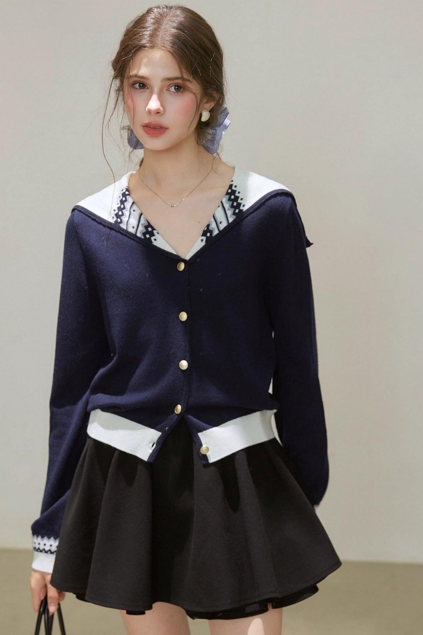 Navy Knitted Cardigan