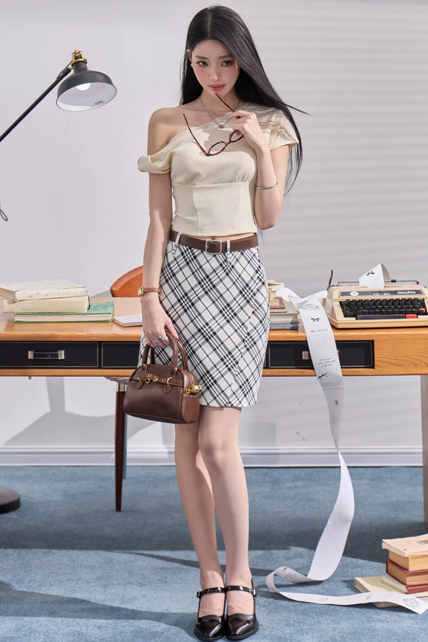 Fake Two-Piece U-Neck Short Top Set-Up