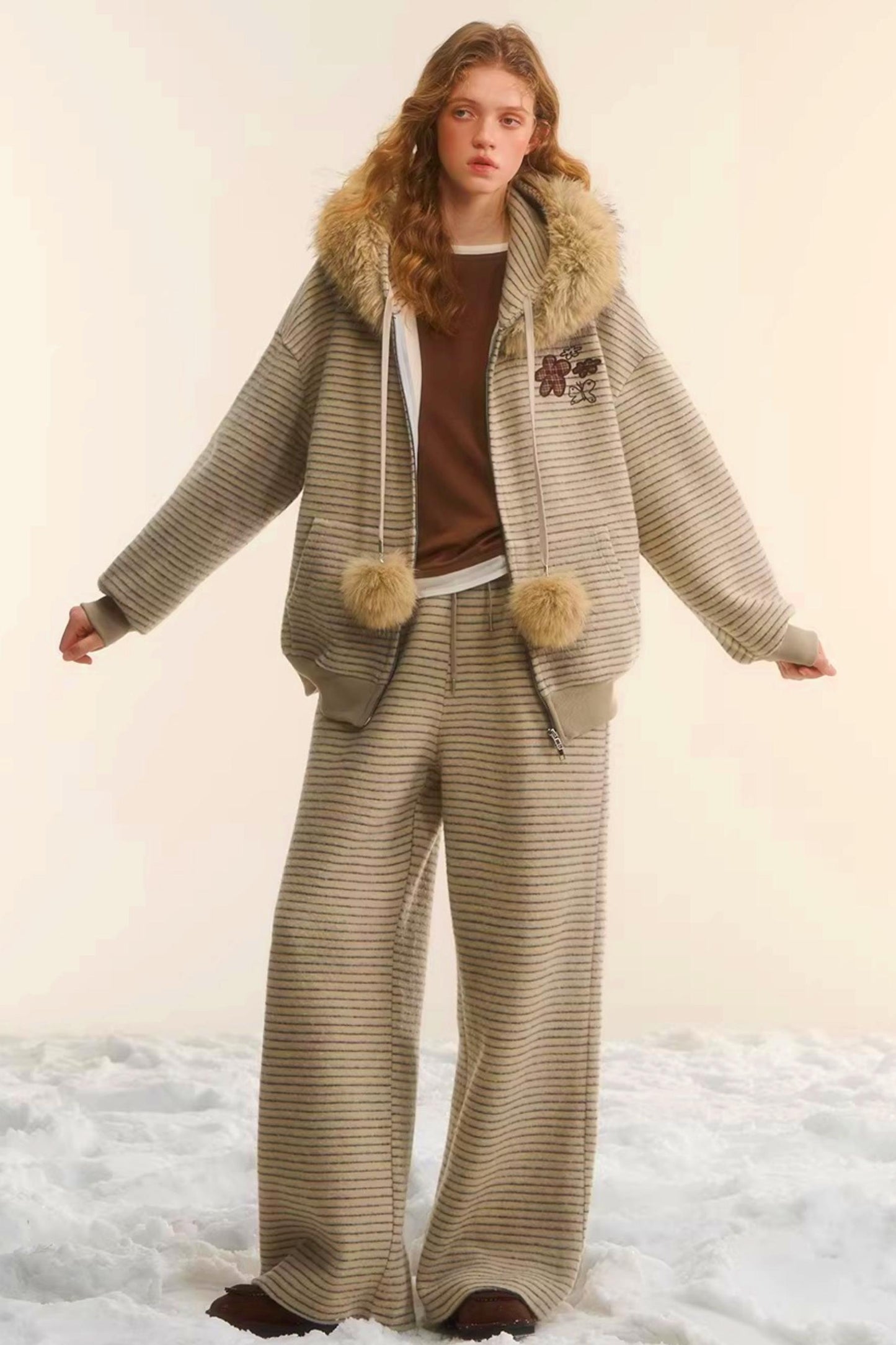 Retro Velvet Striped Jacket Set-Up