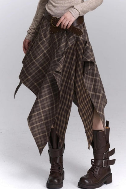 Irregular Plaid Autumn Skirt