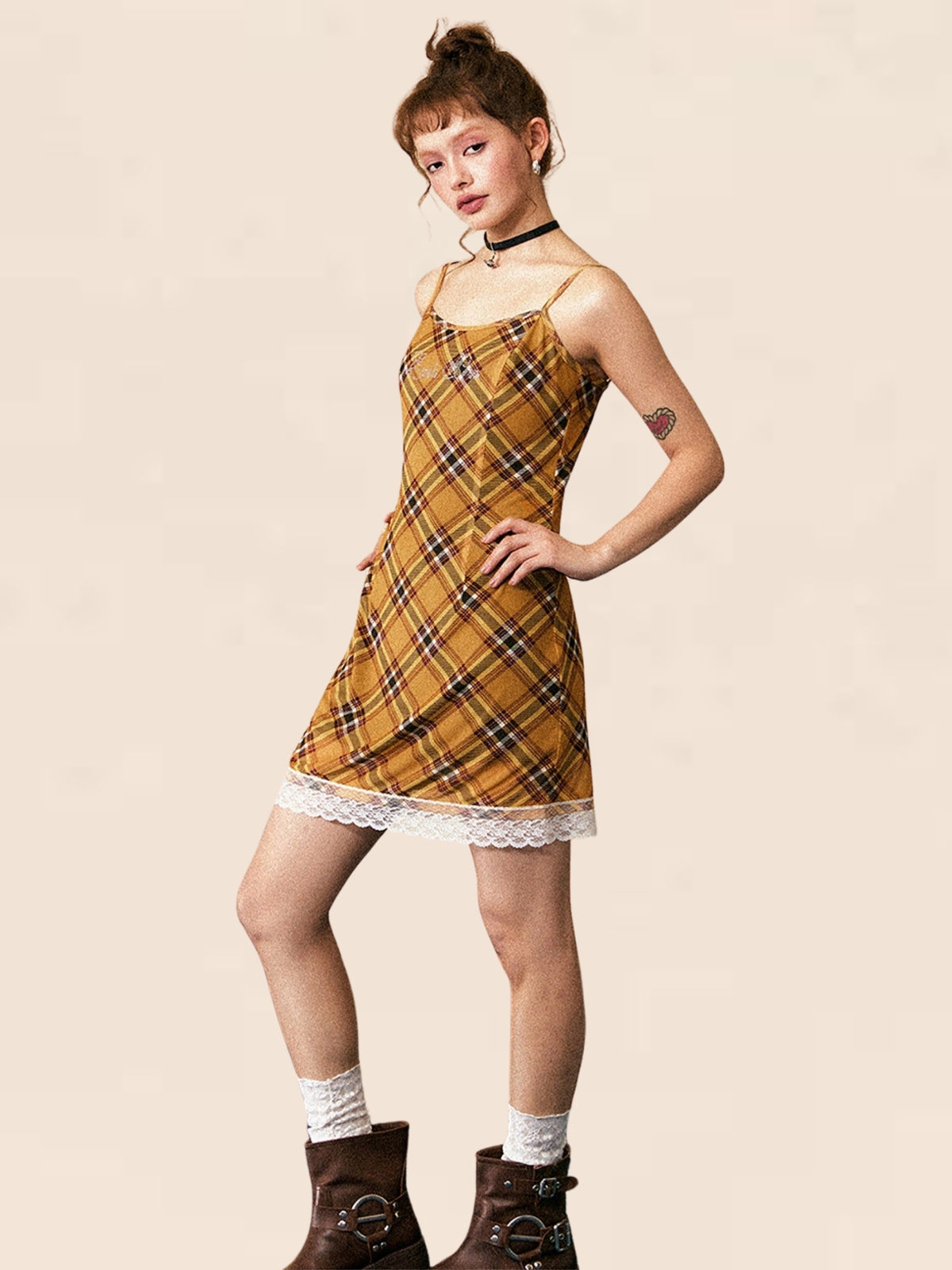 Vintage Check Slip Dress
