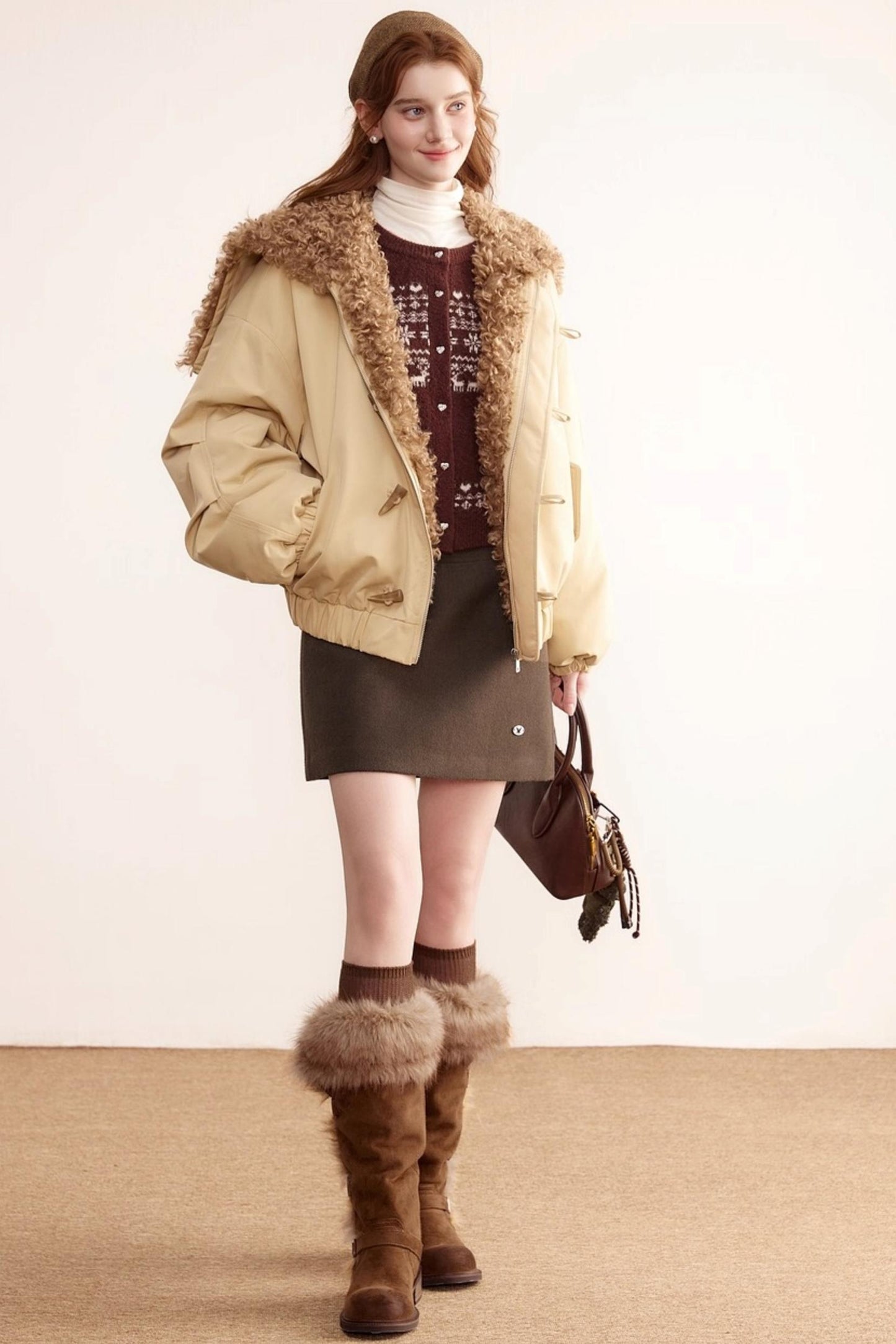 Gray Wool A-Line Skirt