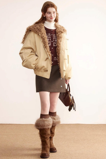 Gray Wool A-Line Skirt