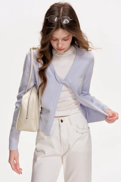 Hand-Embroidered Wool Cardigan