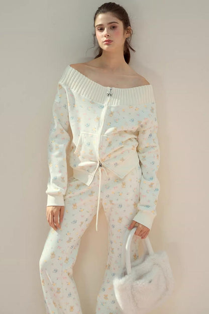 One-Shoulder Sweater With Trousers Set-Up