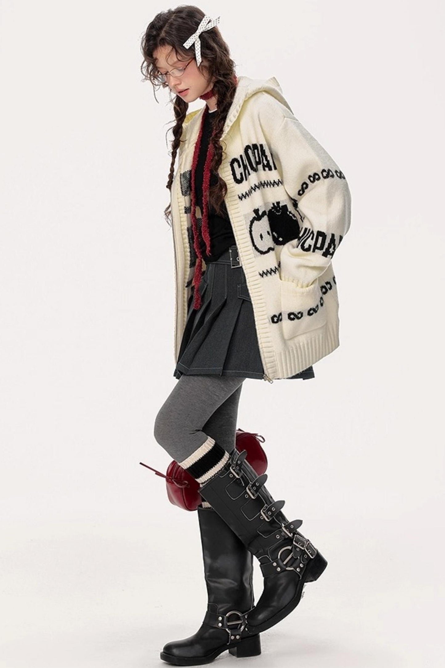 Lazy Fair Island Jacquard Sweater Hooded Jacket