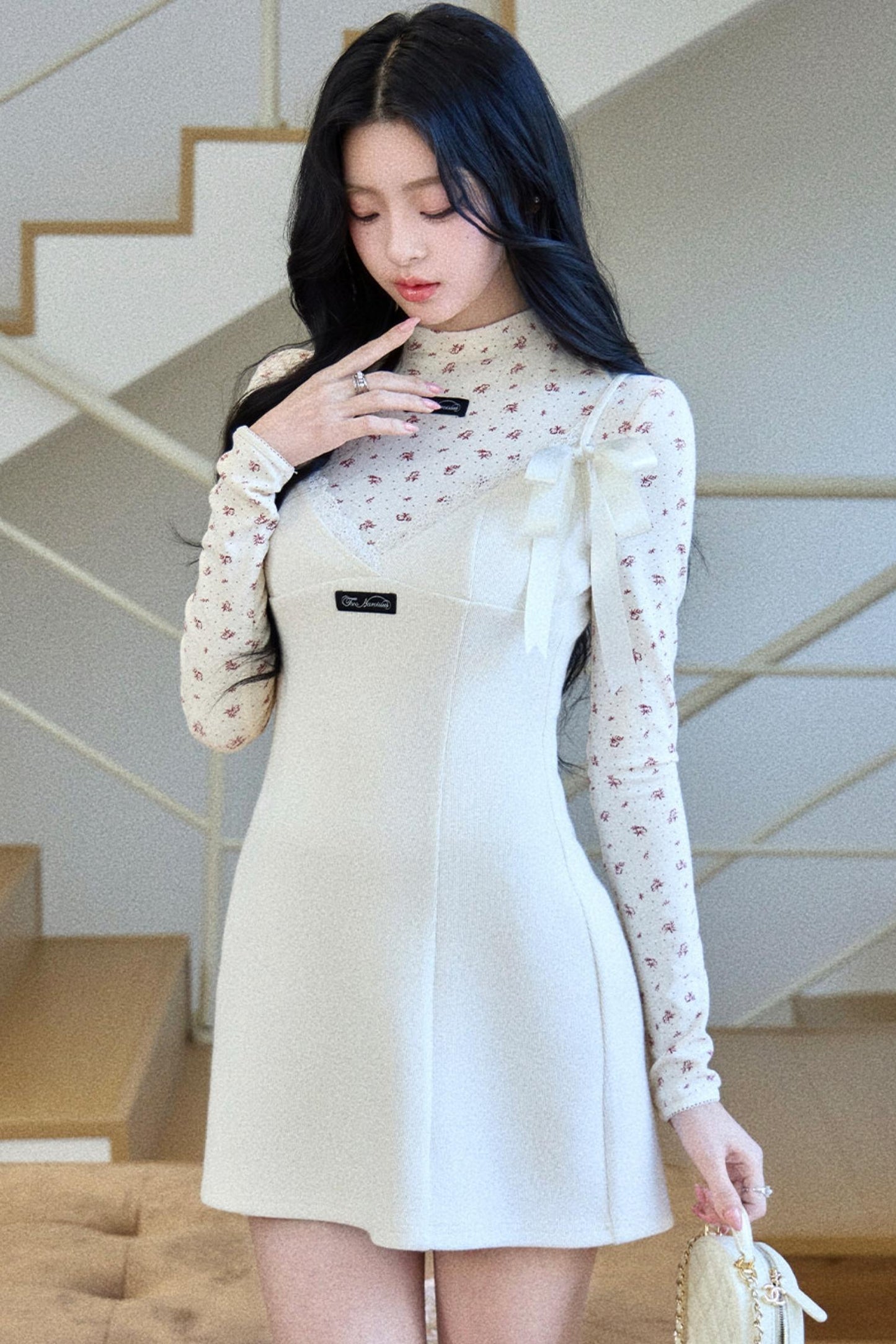 Lace Patchwork V-Neck Dress