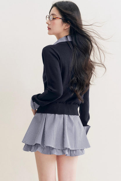 Elite Wool-Blend Plaid Cardigan Set-Up